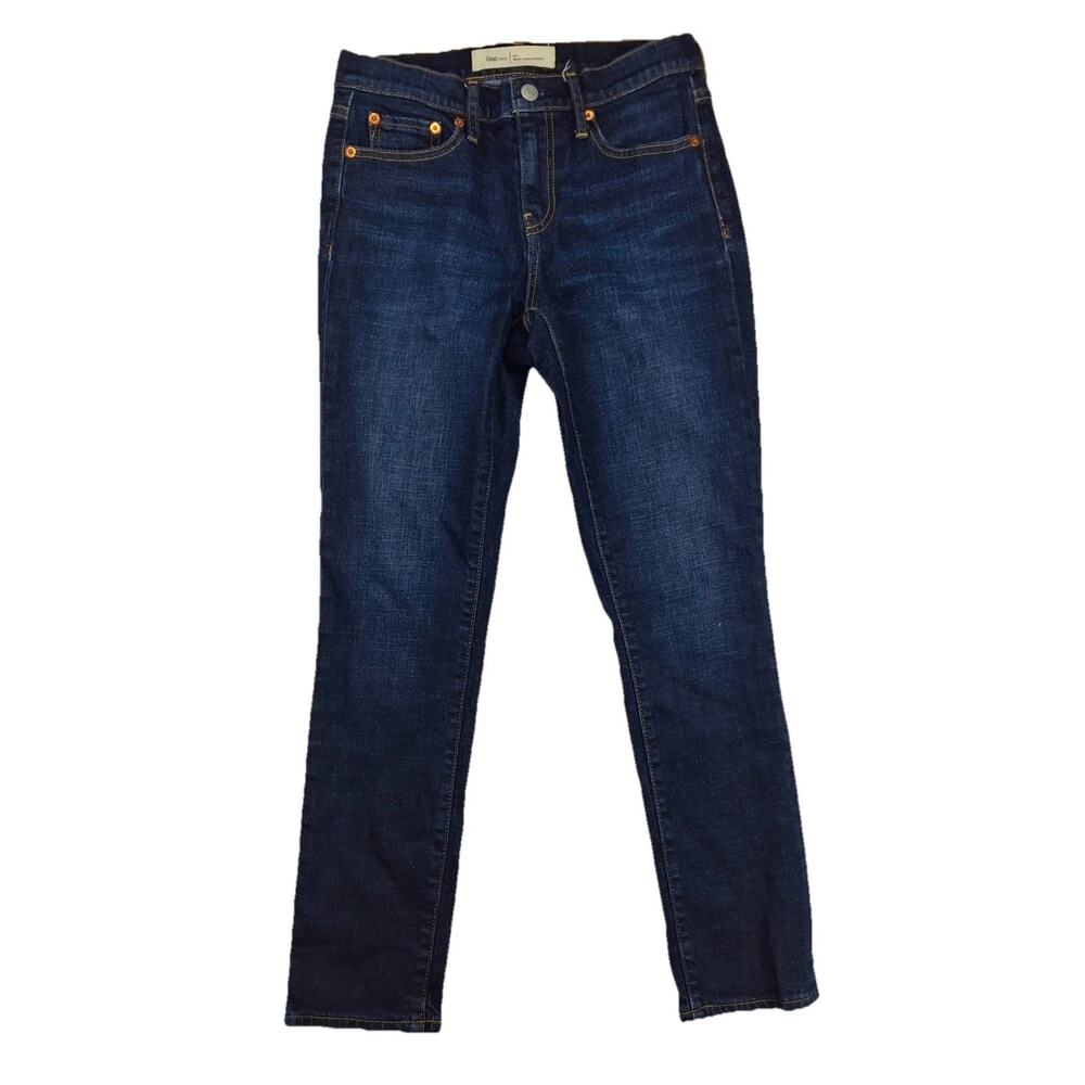 GAP 1969 Best Girlfriend Jeans Womens Size 24 Dark Wash Mid Rise Stretch Denim